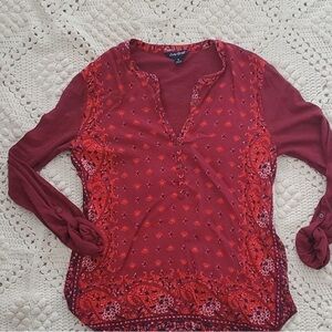 Elegant Women's Blouse in Burgundy and Red by CAbi